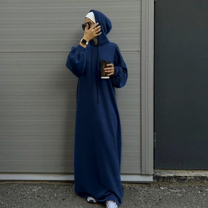 Solid Color Hoodie dress