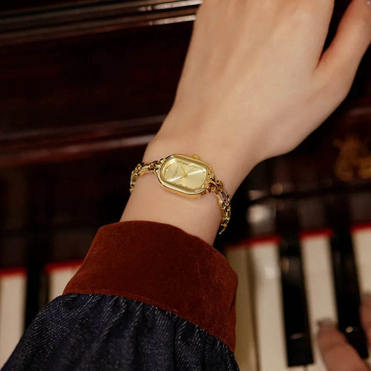 Space-Time Corridor mid-Ancient bracelet watch small retro small gold watch Oval light luxury artistic fashion quartz watch - Price Value Store
