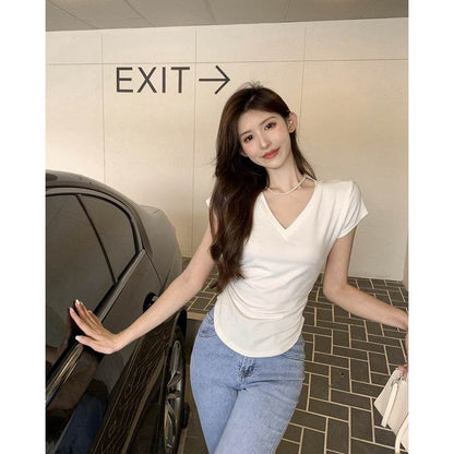 V-neck short-sleeved T-shirt - Price Value Store