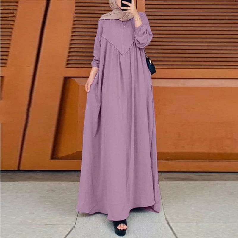 Retro solid-color dress - Price Value Store