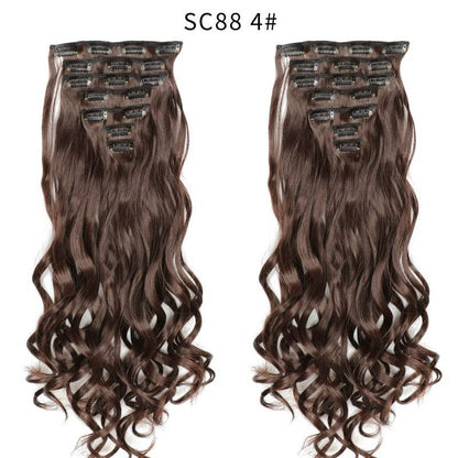 Seven Piece Wig Piece 16 Card Women Chemical Fibre High Temperature Silk Wig Long Curly Hair - Price Value Store