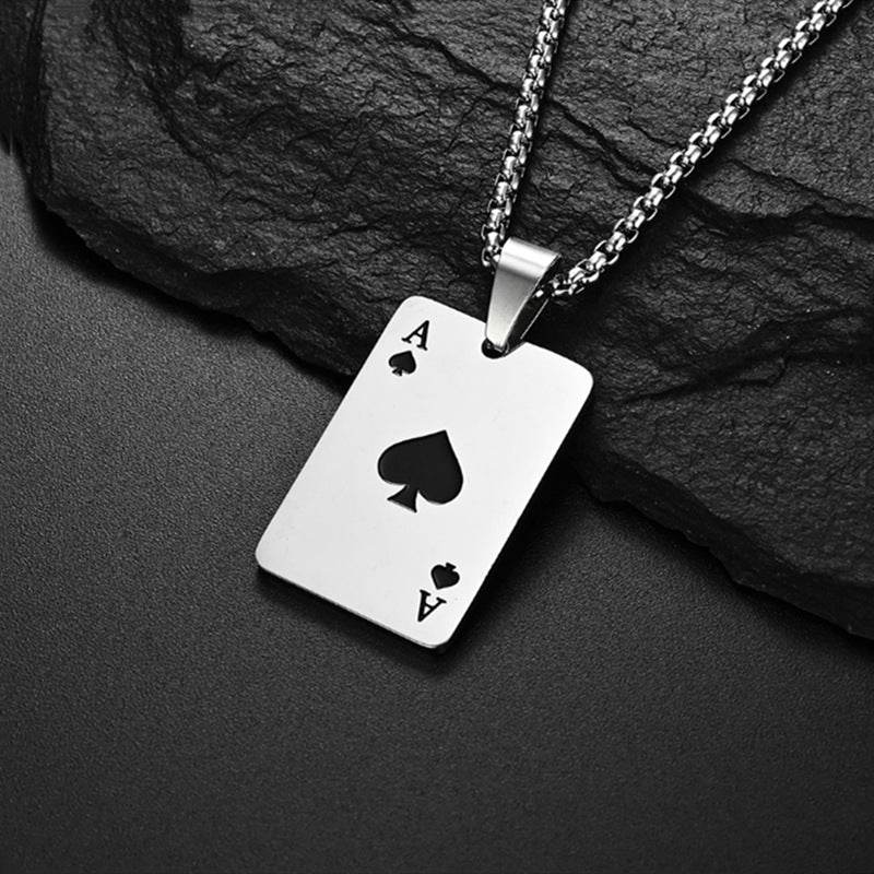 Trendy Geometric Spade Necklace - Hip Hop Titanium Steel Pendant - Price Value Store