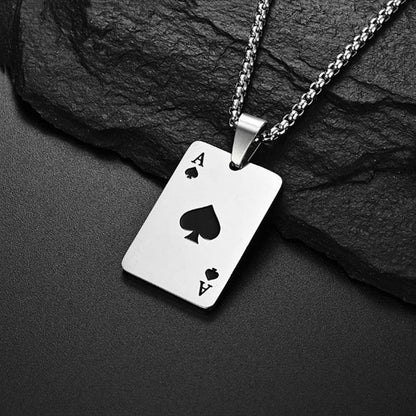 Trendy Geometric Spade Necklace - Hip Hop Titanium Steel Pendant - Price Value Store