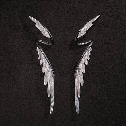 Wings Earrings Niche Design Simple Cold Style Retro High-end Fashion New Feather Earrings All-match Accessories - Price Value Store