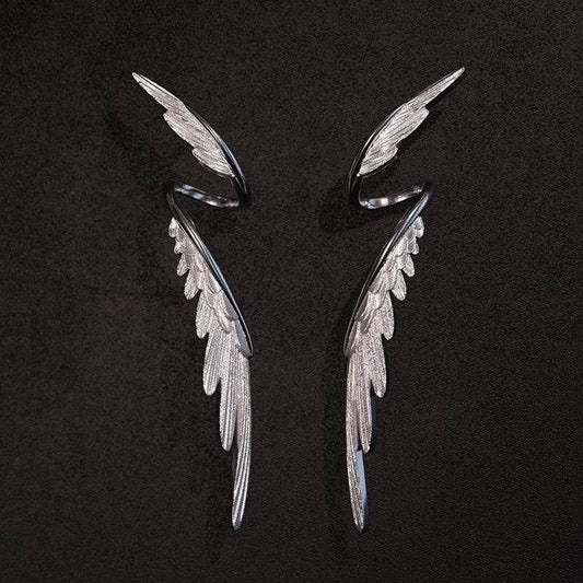 Wings Earrings Niche Design Simple Cold Style Retro High-end Fashion New Feather Earrings All-match Accessories - Price Value Store