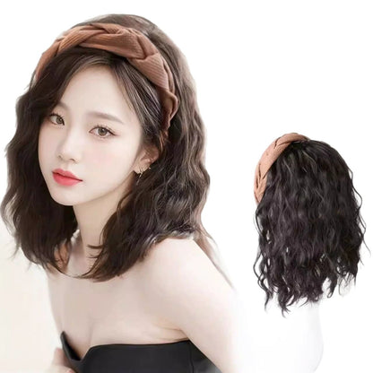 False hair band integrated high cranial top water ripple half head cover