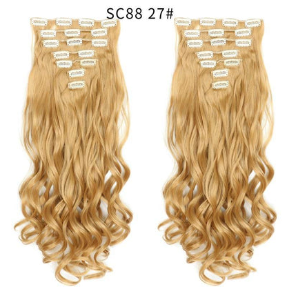 Seven Piece Wig Piece 16 Card Women Chemical Fibre High Temperature Silk Wig Long Curly Hair - Price Value Store