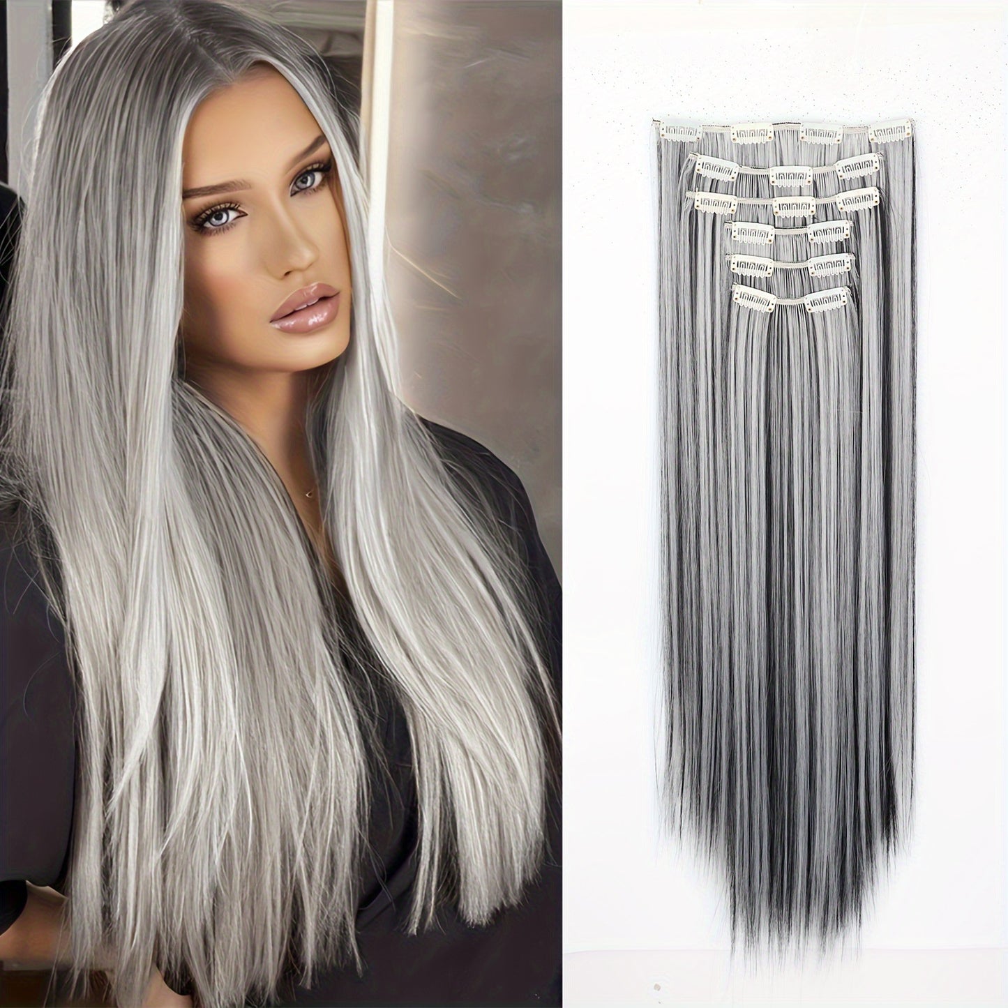 Fashion long straight hair wig piece