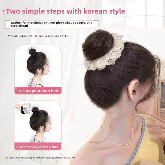 Lace-trimmed bun hair loop wig - Price Value Store