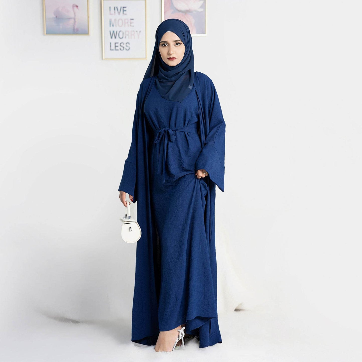 Long robe cardigan dress with two-piece inner layer - Price Value Store