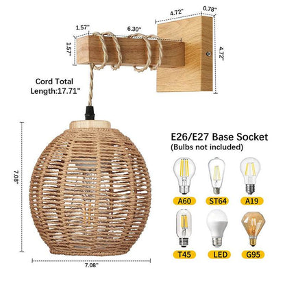 Bamboo woven bedside wall lamp - Price Value Store
