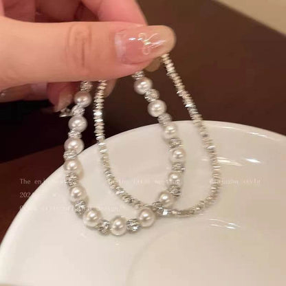 Elegant Pearl and Crushed Silver Beaded Bracelet - Price Value Store