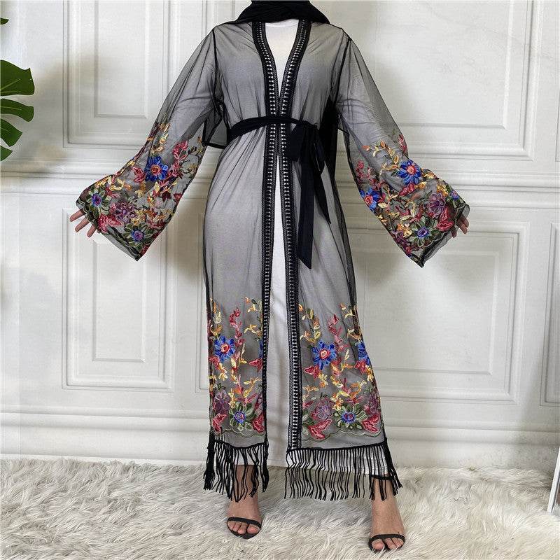 Cardigan with embroidered netting dress - Price Value Store