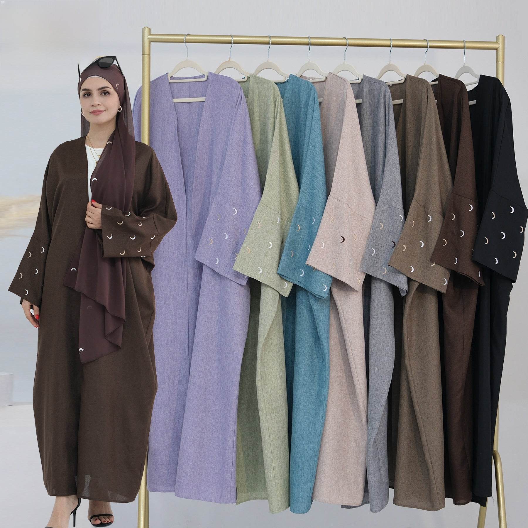 Embroidered elegant cardigan robe - Price Value Store