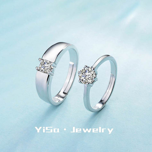Deep as the Sea Six-claw Inlaid Zircon Ring Women's Fashion Opening Adjustable Couple Ring - Price Value Store