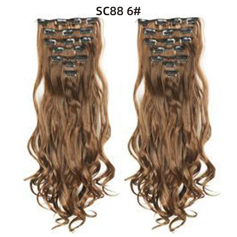 Seven Piece Wig Piece 16 Card Women Chemical Fibre High Temperature Silk Wig Long Curly Hair - Price Value Store