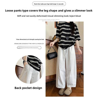 Women's High Waist Slim-fit Cropped Wide Leg Casual Pants - Price Value Store