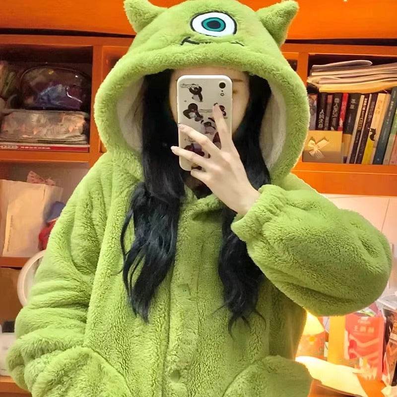 Big-eyed coral fleece pajamas - Price Value Store