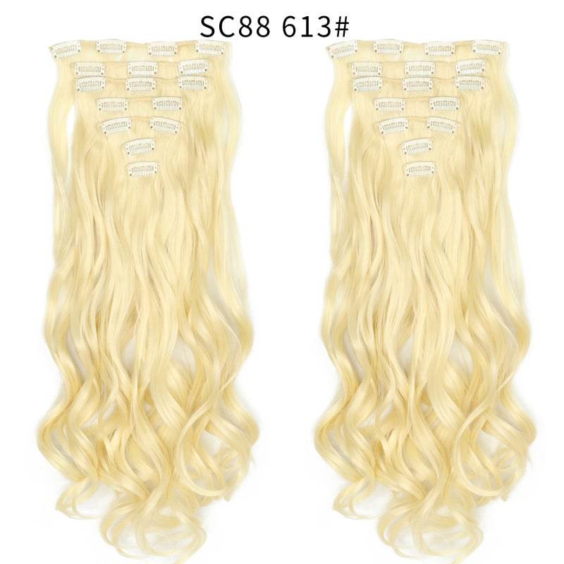 Seven Piece Wig Piece 16 Card Women Chemical Fibre High Temperature Silk Wig Long Curly Hair - Price Value Store