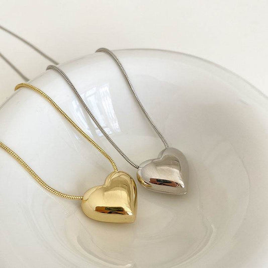 Korean style ins niche design minimalist versatile glossy heart-shaped clavicle chain light luxury accessories necklace necklace necklace - Price Value Store
