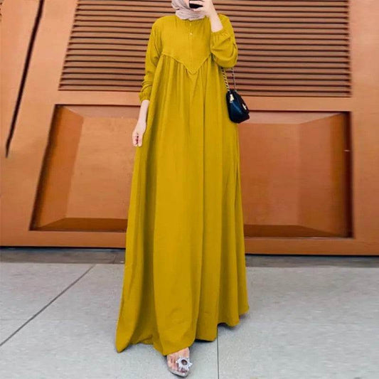 Retro solid-color dress - Price Value Store