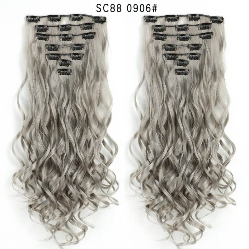 Seven Piece Wig Piece 16 Card Women Chemical Fibre High Temperature Silk Wig Long Curly Hair - Price Value Store
