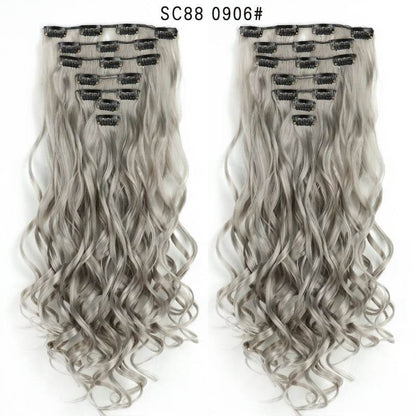 Seven Piece Wig Piece 16 Card Women Chemical Fibre High Temperature Silk Wig Long Curly Hair - Price Value Store