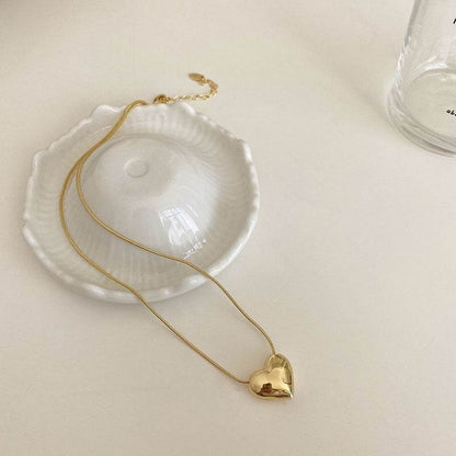 Korean style ins niche design minimalist versatile glossy heart-shaped clavicle chain light luxury accessories necklace necklace necklace - Price Value Store