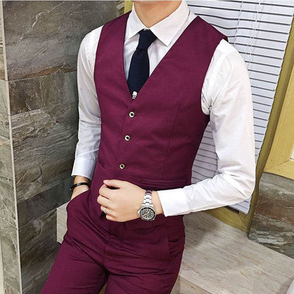 Men's Slim Fit Business Vest, Formal Sleeveless Waistcoat - Price Value Store