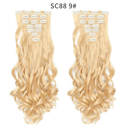 Seven Piece Wig Piece 16 Card Women Chemical Fibre High Temperature Silk Wig Long Curly Hair - Price Value Store