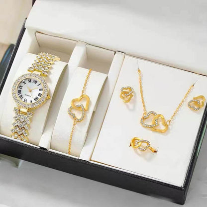 Elegant Starry Quartz Women's Watch with Matching Bracelet (Silver/Gold/Rose Gold) - Price Value Store
