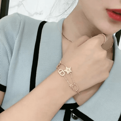 Double Layer Star and CD Letter Diamond Bracelet for Women - Price Value Store