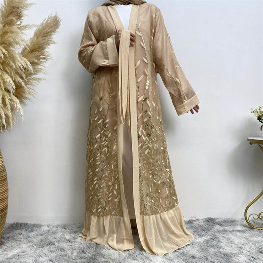 Leaf-patterned sequined robe - Price Value Store