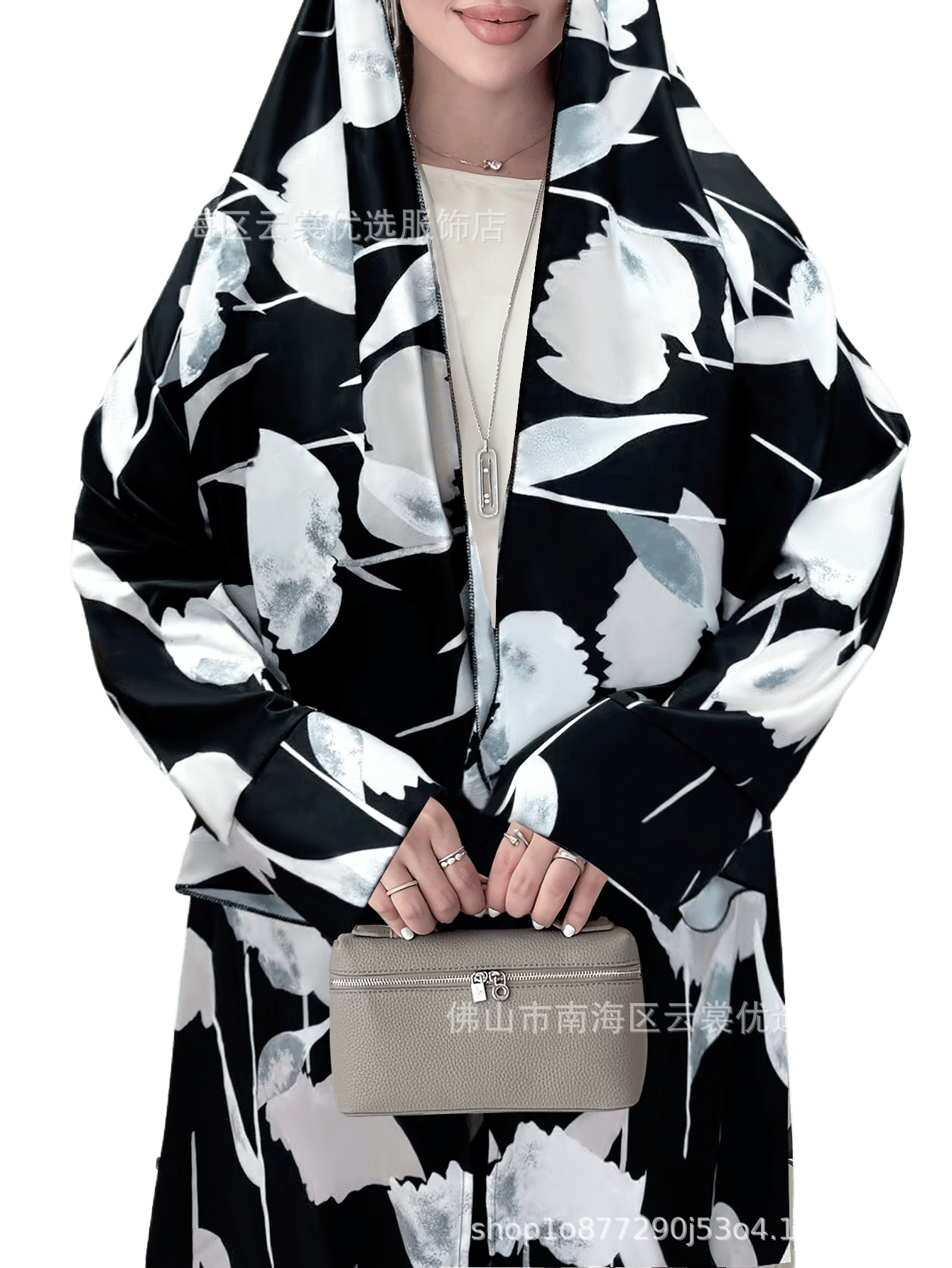 Long-sleeved printed robe with headscarf - Price Value Store