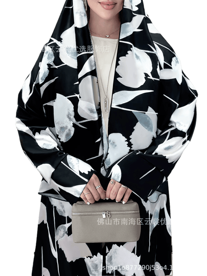 Long-sleeved printed robe with headscarf - Price Value Store