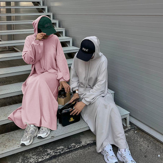 Solid Color Hoodie dress