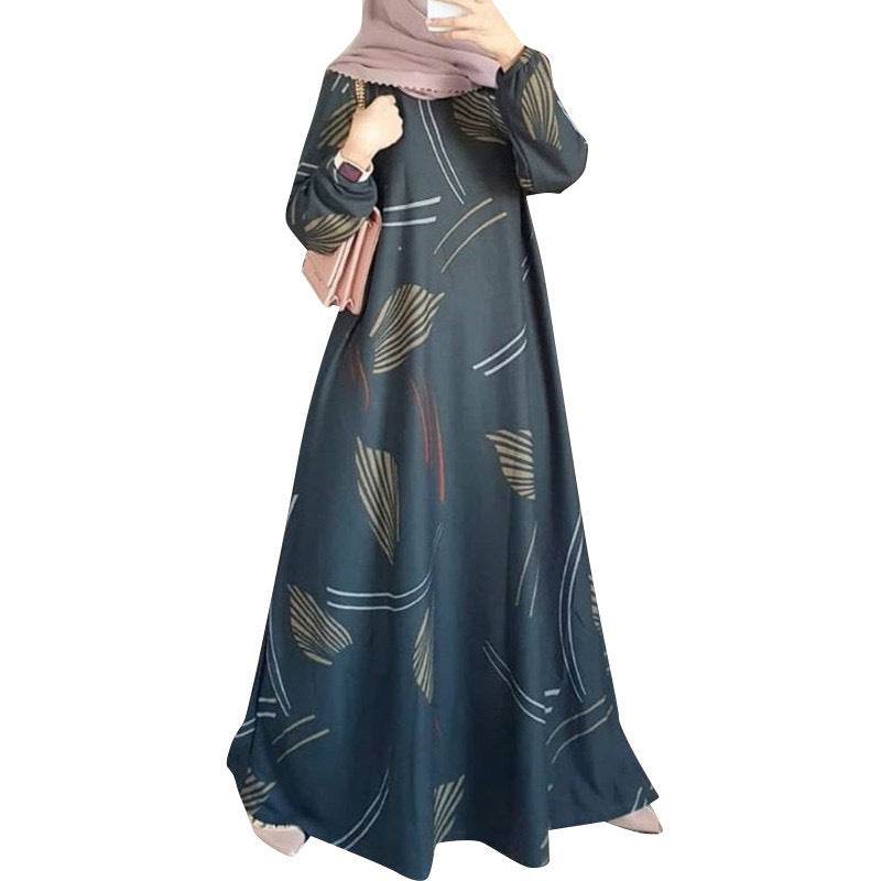 Dress Full-Sleeved Round Neck Robe Long Skirt Elegant - Price Value Store