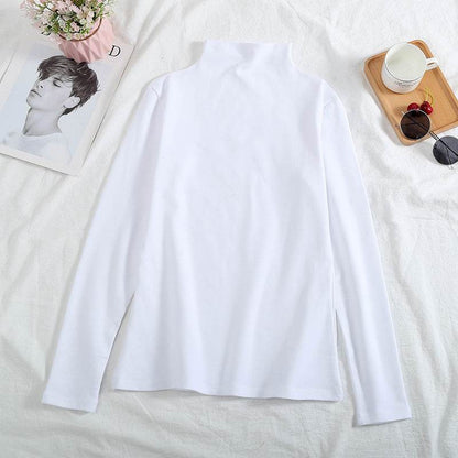 A velvet long-sleeved T-shirt as a base layer for women in solid colors - Price Value Store