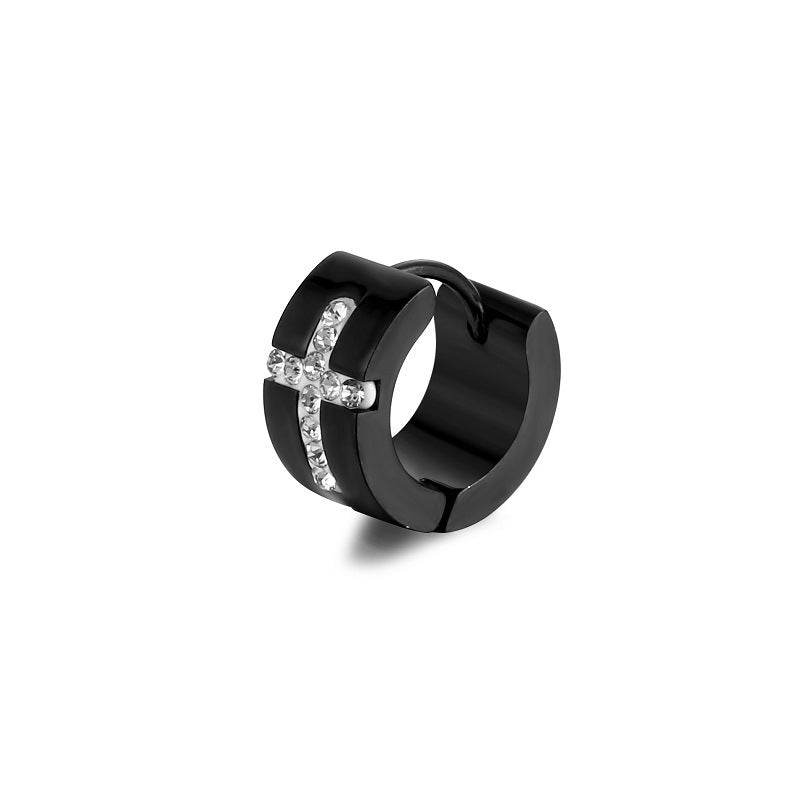 Titanium steel engraved cross stud earrings - Price Value Store