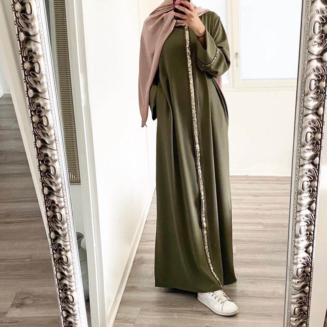 Elegant Long Sleeve Dress with Sequin Trims - Price Value Store