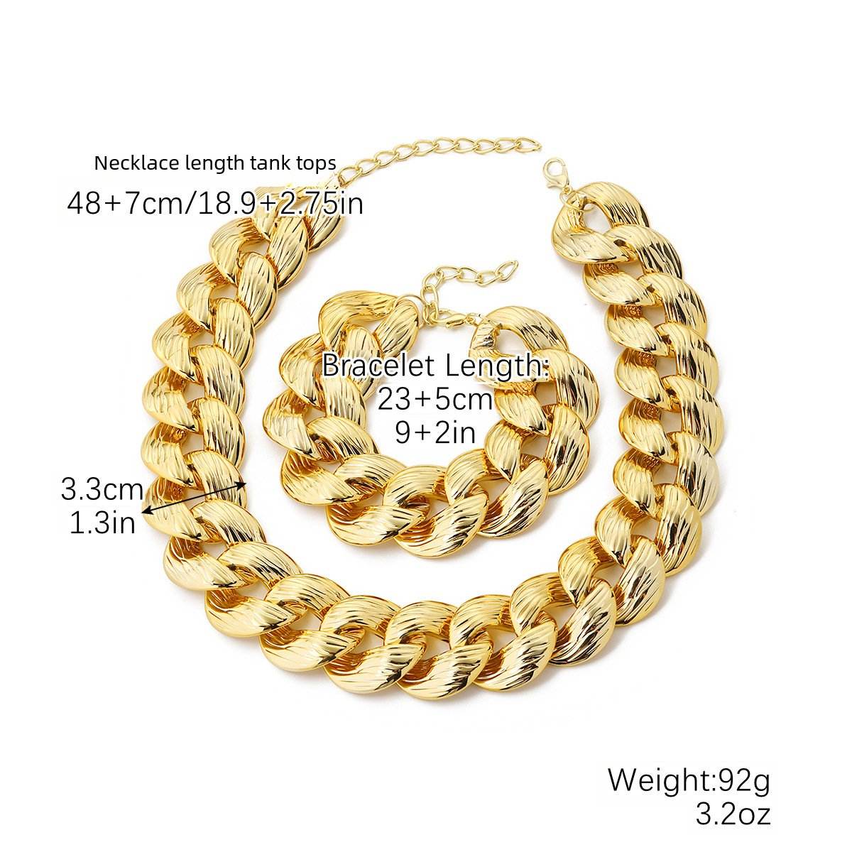 Cross-border New Necklace Hip-hop Amazon European and American Explosions CCB Bracelet Necklace Combination suit Hip-hop Necklace - Price Value Store
