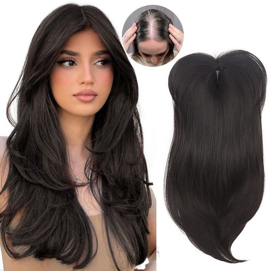 Long micro-roll layered eight-character bangs wig