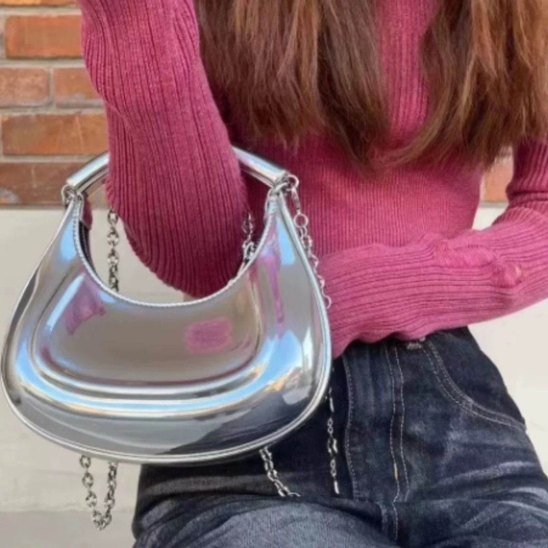 Fashion Silver Crescent Shoulder Bag - Price Value Store