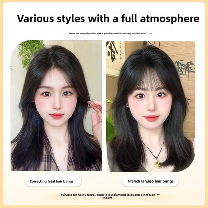 Full Real Hair Top of Head Front Front Bangs Wig