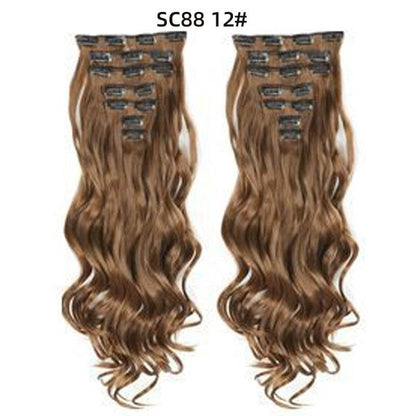 Seven Piece Wig Piece 16 Card Women Chemical Fibre High Temperature Silk Wig Long Curly Hair - Price Value Store