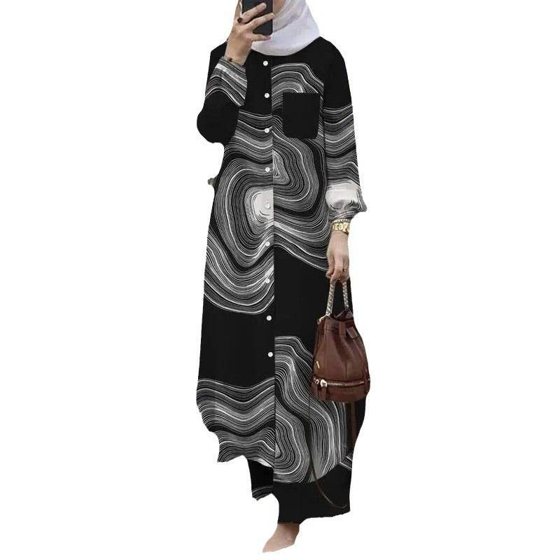 Printed collar shirt and long pants set - Price Value Store