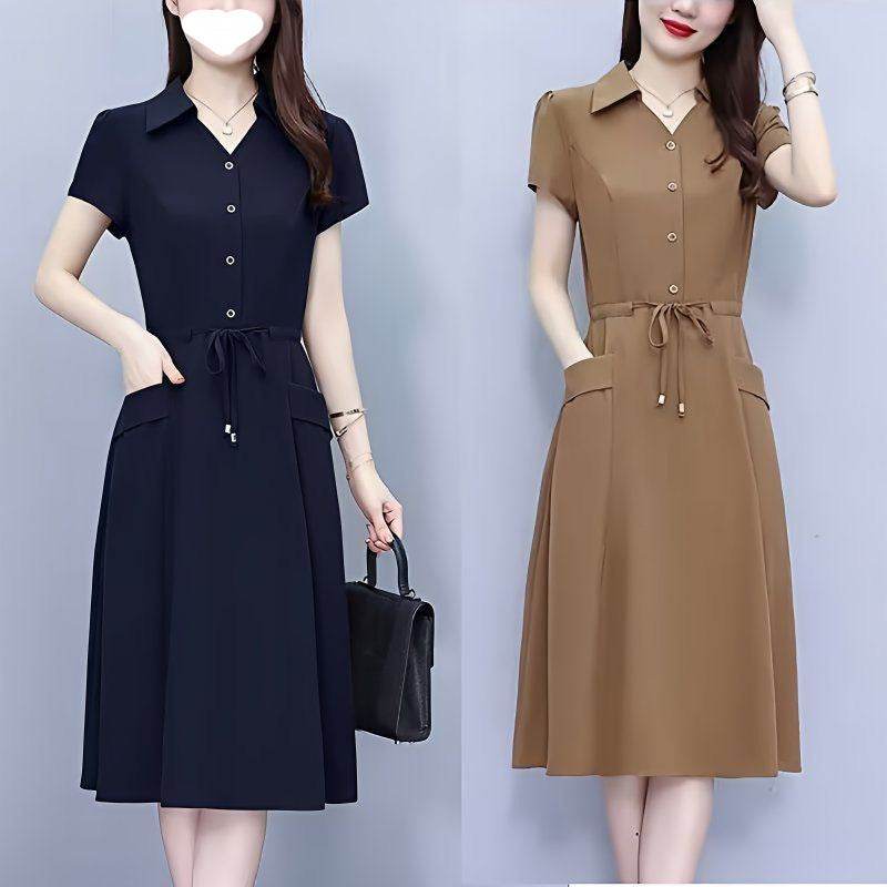 A large-sized waist-cinching and slimming dress - Price Value Store