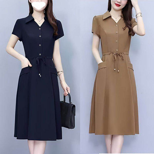 A large-sized waist-cinching and slimming dress - Price Value Store
