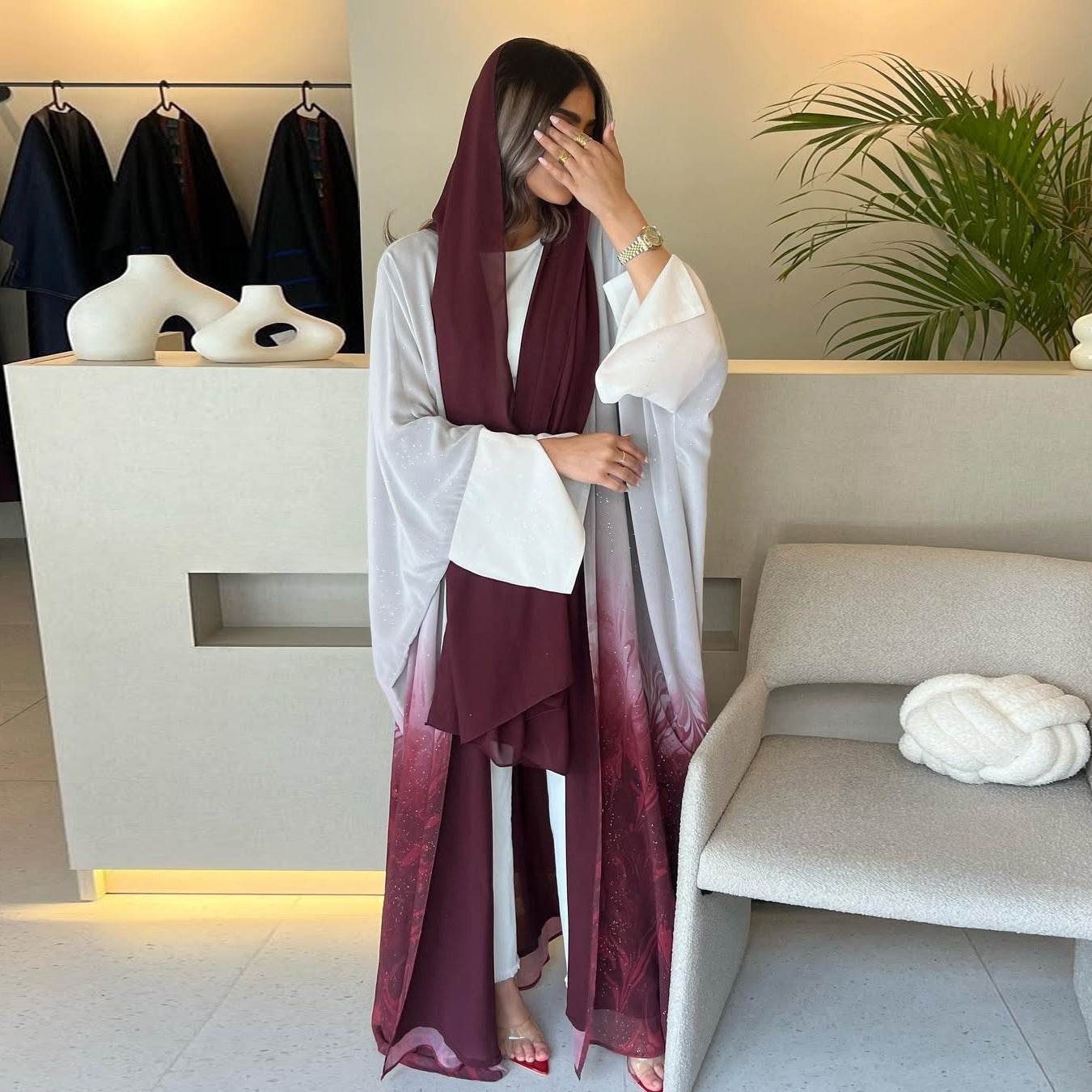 Graduated color long robe cardigan - Price Value Store
