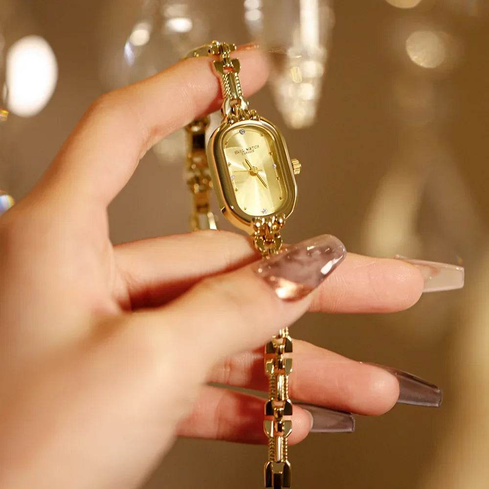 Space-Time Corridor mid-Ancient bracelet watch small retro small gold watch Oval light luxury artistic fashion quartz watch - Price Value Store